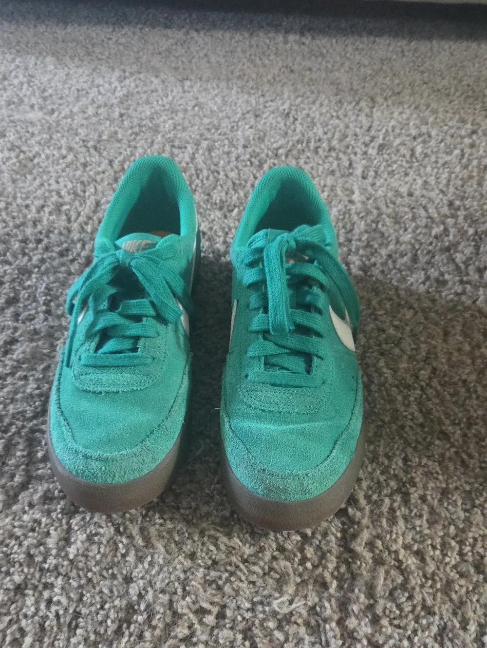 Nike Kids Teal Suede Sneakers with White Swoosh